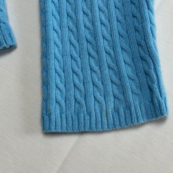 LL Bean Women Blue Cable Knit Cardigan Sweater Size Medium Preppy y2k 3/4 Sleeve - Picture 5 of 8